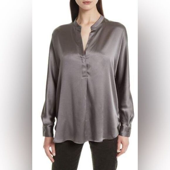 Vince Band Collar silk Blouse size Medium - Picture 1 of 10